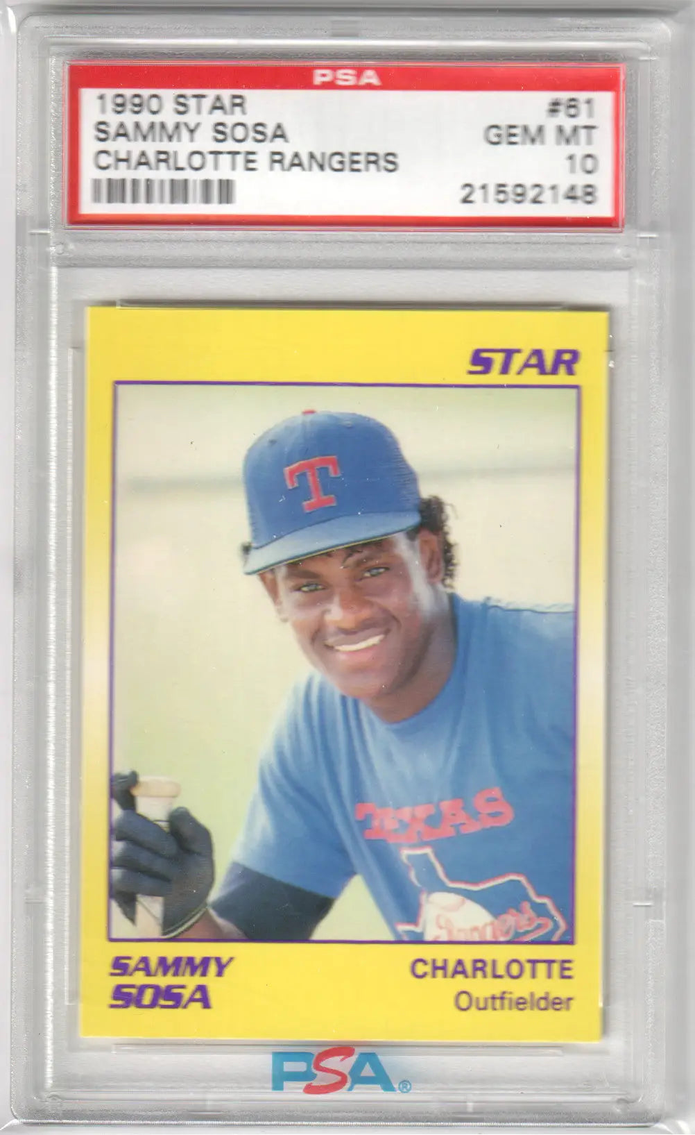 Graded Sammy Sosa baseball card from Star Minor League show in Columbia Hobby collection
