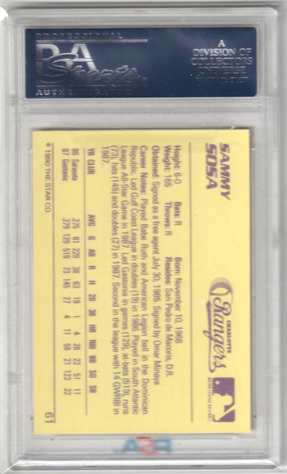 Graded Sammy Sosa Star Minor League Baseball Card Columbia Hobby PSA 10 GEM MINT