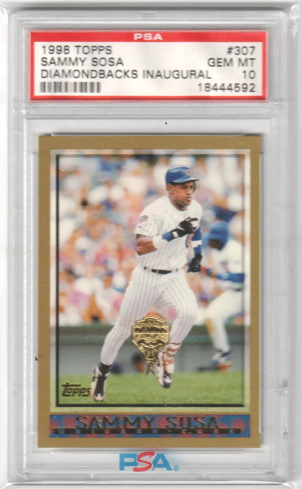 Graded Sammy Sosa baseball card from the Diamondbacks inaugural PSA collection at Columbia Hobby