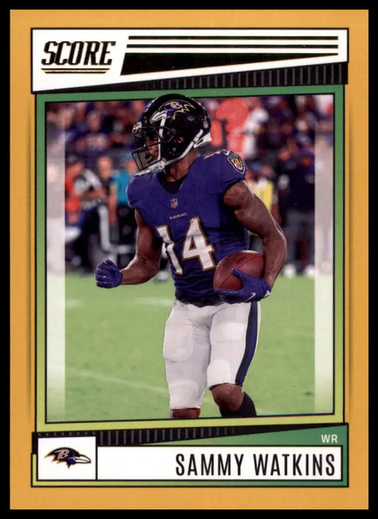 Sammy Watkins football card from 2022 Score Gold series featuring Baltimore Ravens player