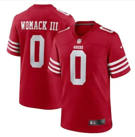 Red Samuel Womack III San Francisco 49ers Nike Game Jersey with number 0 and Womack III on back