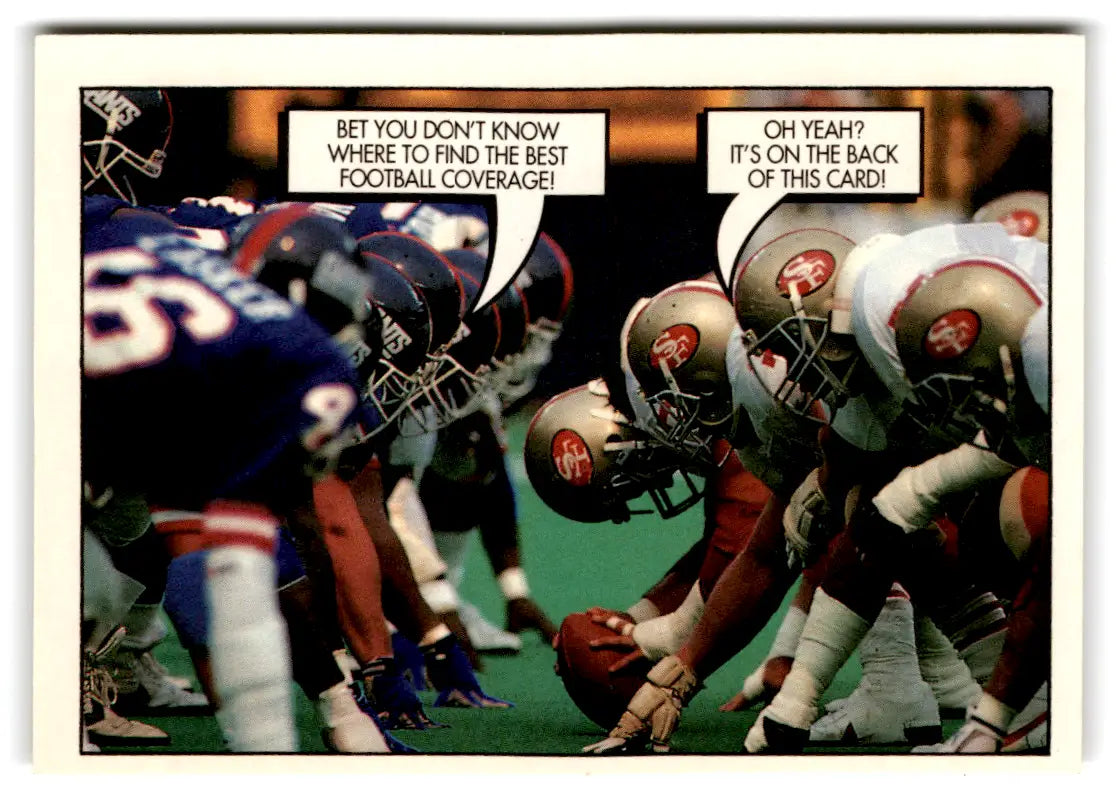 Football trading card featuring San Francisco 49ers and New York Giants from 1991