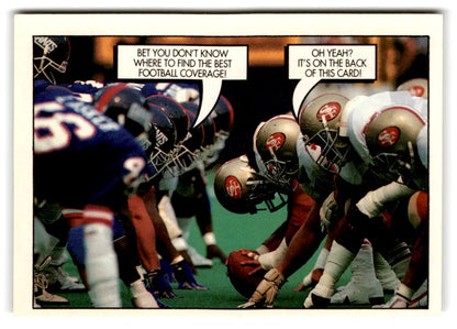Football trading card featuring San Francisco 49ers and New York Giants from 1991