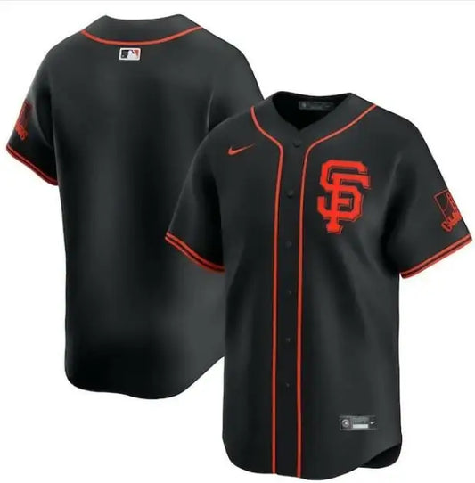 Black San Francisco Giants Nike Alternate Limited Jersey with orange trim and red SF logo