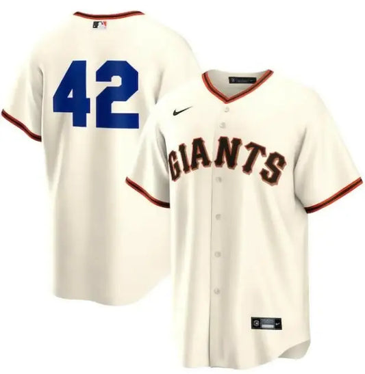 Cream-colored Giants baseball jersey for San Francisco Giants Nike Jackie Robinson Day 2025