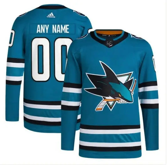 Teal San Jose Sharks adidas Home Primegreen Authentic Custom Hockey Jersey with customizable name and number