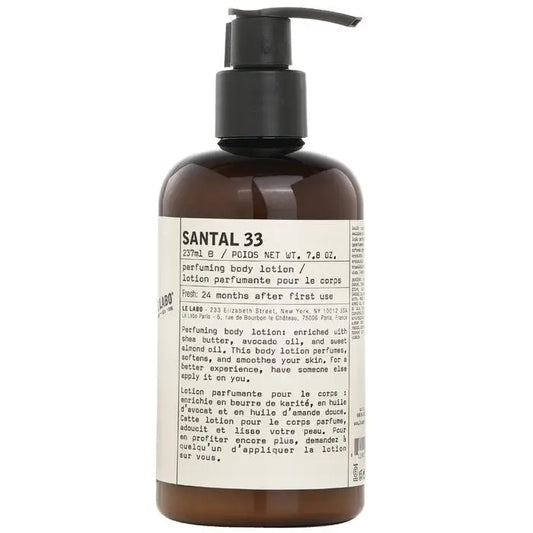 Brown pump bottle of Santal 33 Body Lotion 237ml for smooth moisturized skin