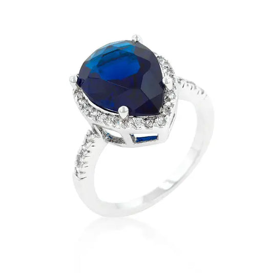 Sapphire Cubic Zirconia Drop Ring - Rings