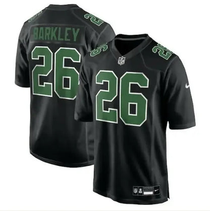 Black Saquon Barkley Eagles Nike game jersey with green numbers and lettering