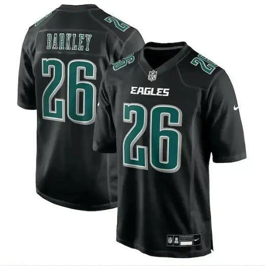Black Philadelphia Eagles Nike fashion game jersey with BARKLEY 26 lettering