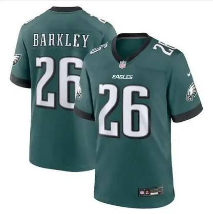 Green Philadelphia Eagles Saquon Barkley jersey with 26 on front and back