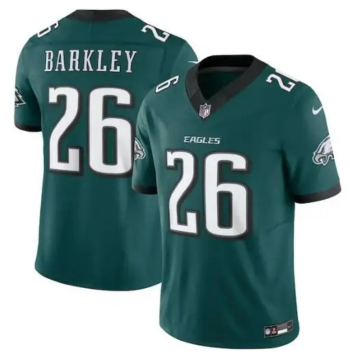 Philadelphia Eagles Nike Vapor Fuse Saquon Barkley jersey in midnight green with number 26
