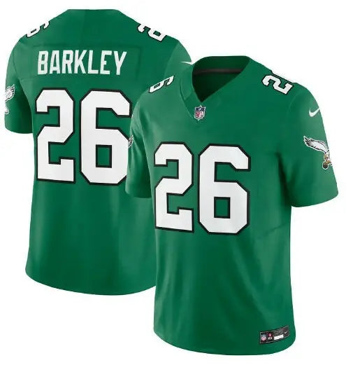 Green Saquon Barkley Eagles Nike Vapor F.U.S.E. jersey displayed in product image
