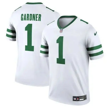White Sauce Gardner New York Jets Nike Alternate Legend Jersey with green stripes