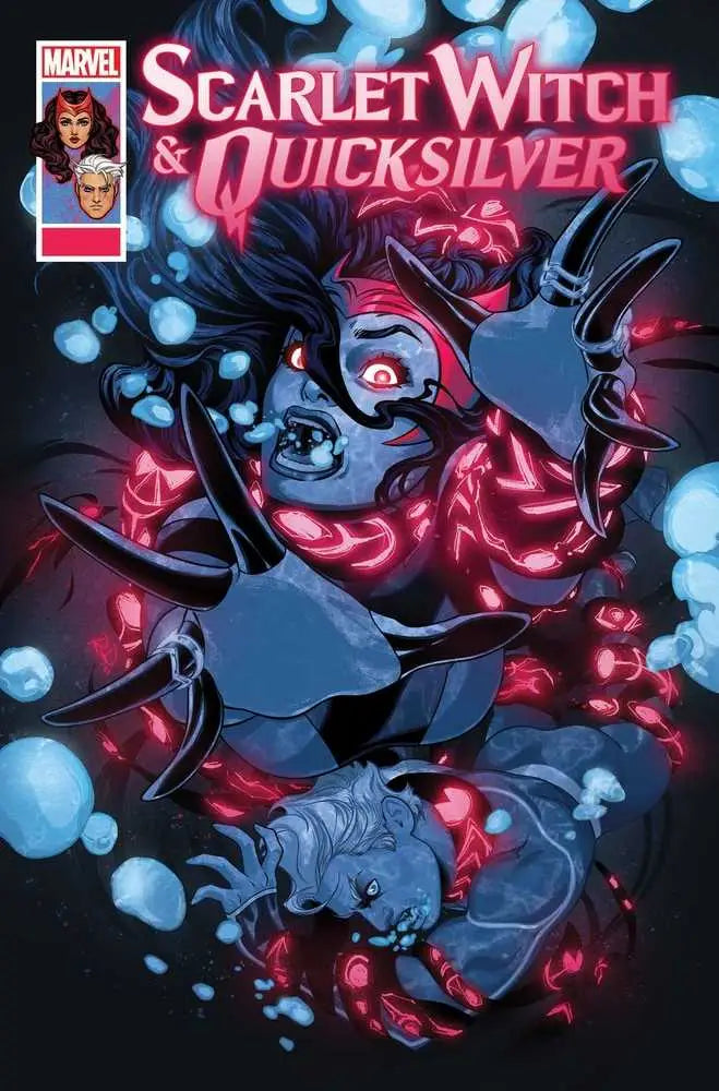 Scarlet Witch & Quicksilver comic book cover with mystical energy effects for trading cards