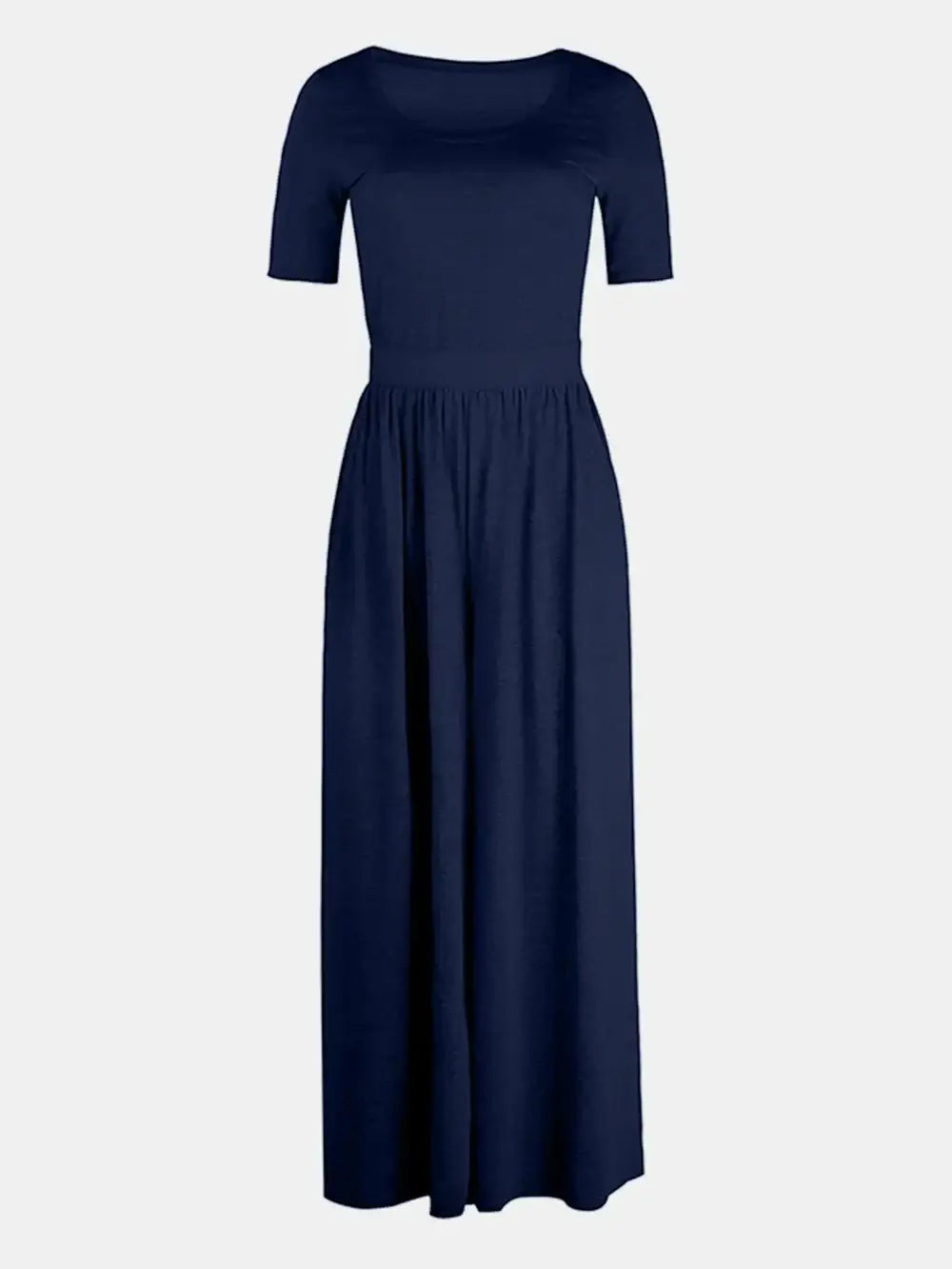 Scoop Neck Short Sleeve Jumpsuit - Short Sleeve Jumpsuit