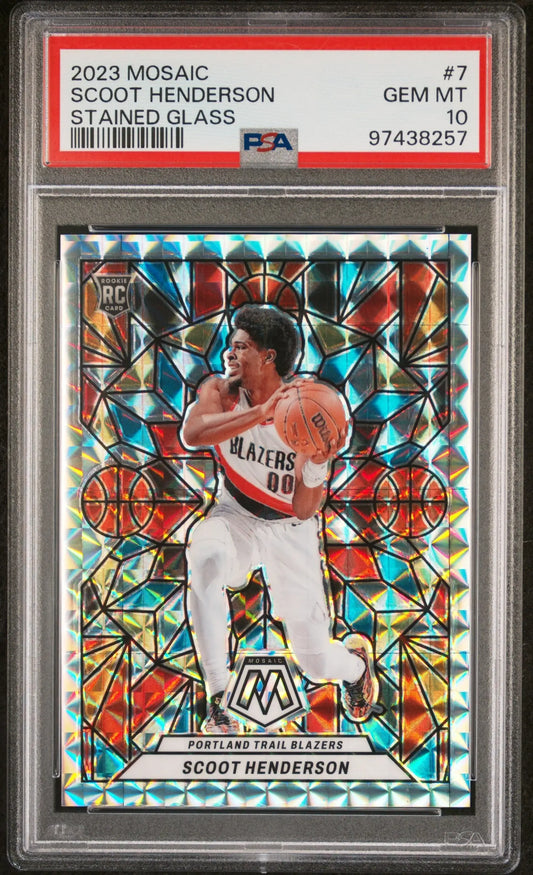 Graded 2023 Scoot Henderson Panini Mosaic Stained Glass basketball card Gem Mint 10
