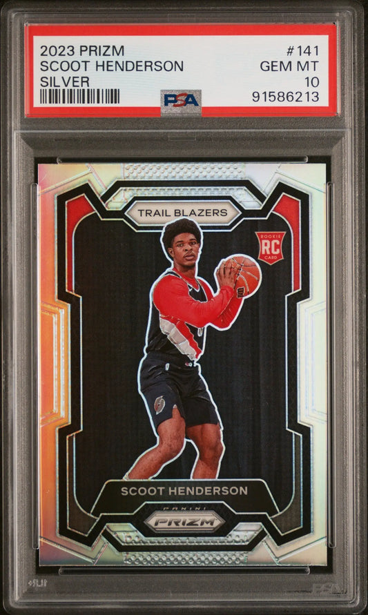 PSA-graded 2023 Panini Prizm Scoot Henderson Silver Rookie basketball card
