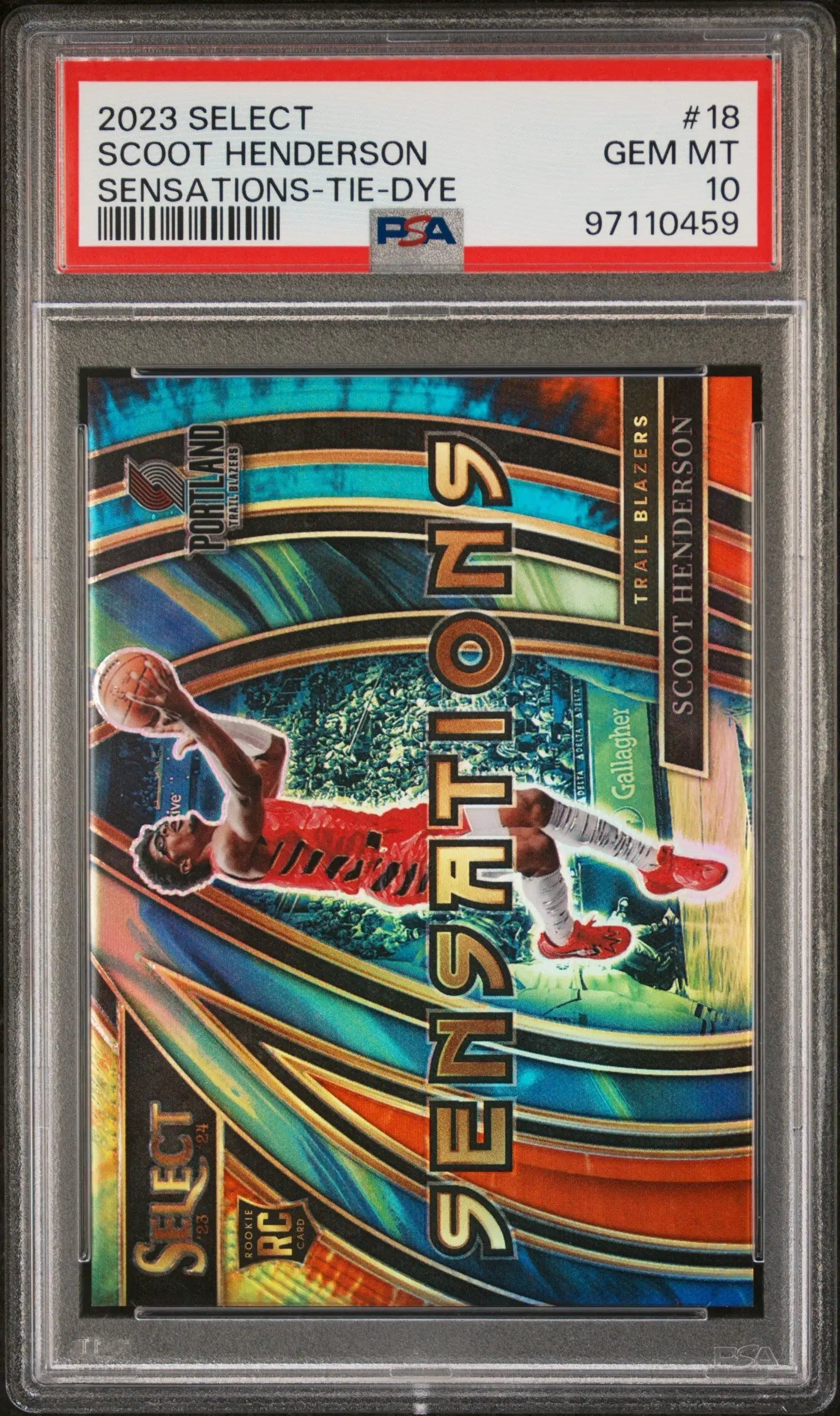 PSA 10 Gem Mint Scoot Henderson 2023 Panini Select Sensations Tie-Dye Basketball Card