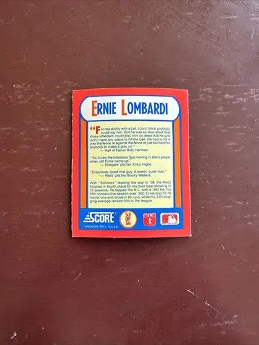 Red and blue baseball card with white oval featuring name from Score Magic Motion MLB MVP set