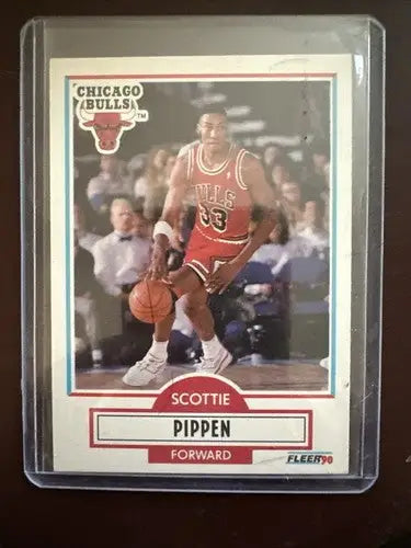 Scottie Pippen 1990-91 Fleer #30 Black Line Error Card Vtg Bulls NBA - Sports Card