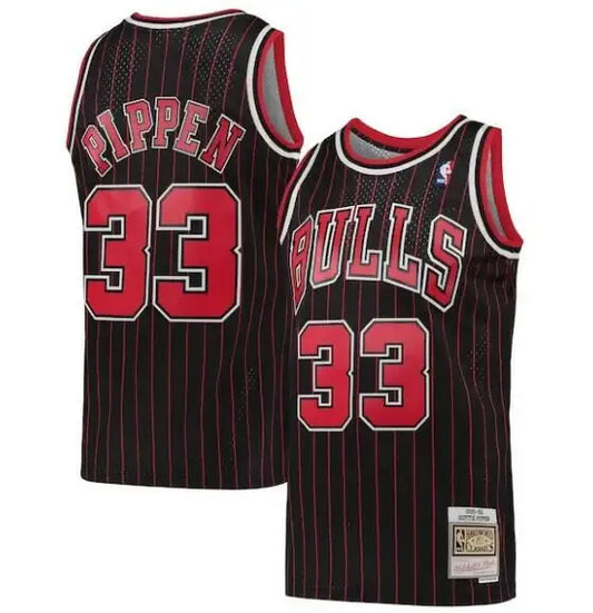 Black and red Chicago Bulls Scottie Pippen Hardwood Classics Swingman Jersey with 33 number