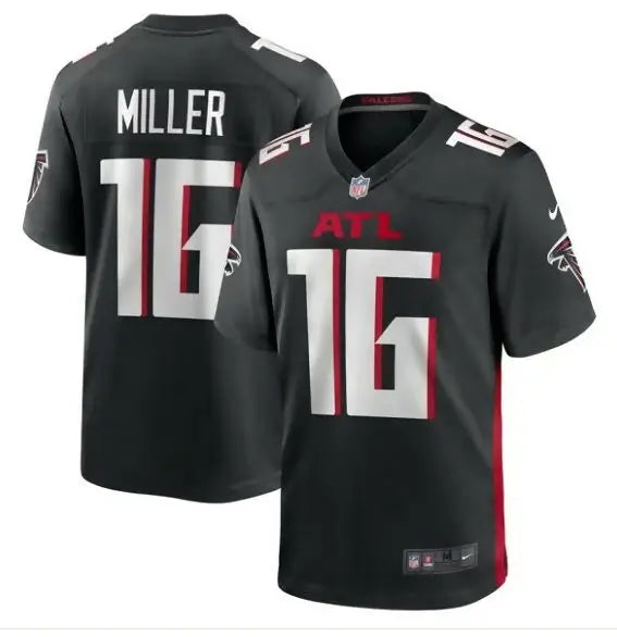 Black Atlanta Falcons Scotty Miller Nike Game Player Jersey featuring number 16