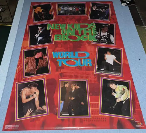 SEALED New Kids on the Block World Tour 1990 Vintage Funky Original Poster #3285
