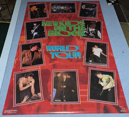 SEALED New Kids on the Block World Tour 1990 Vintage Funky Original Poster #3285