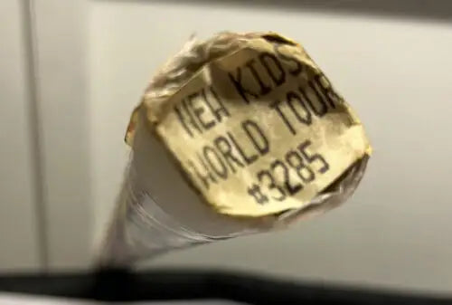 Rolled funky original poster labeled New Kids World Tour #3285 for collectors
