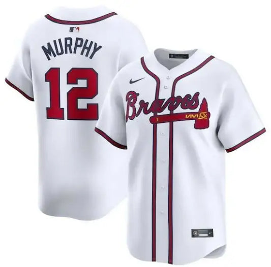 White Atlanta Braves Sean Murphy Nike Home Limited Player Jersey displayed on a mannequin