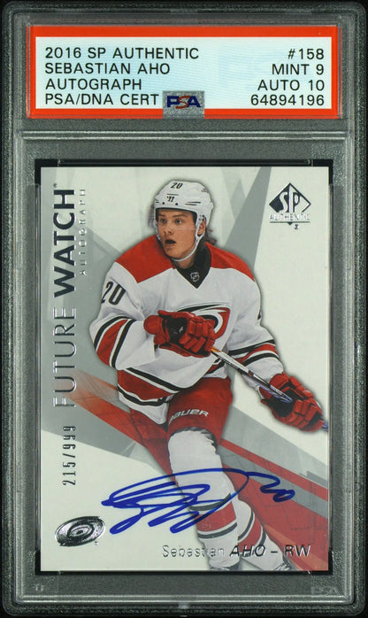 Sebastian Aho 2018 SP Authentic Autograph #158 PSA 9 Auto 10 - Singles