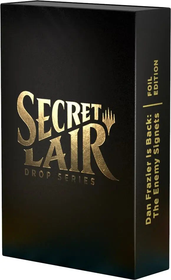 Black rectangular Secret Lair box with gold lettering from Secret Lair Drop Series