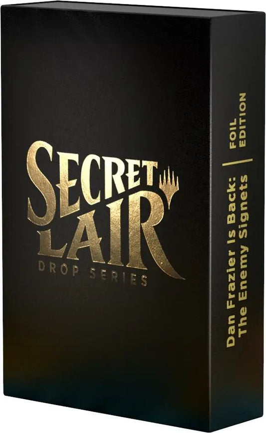 Black rectangular Secret Lair box with gold lettering from Secret Lair Drop Series