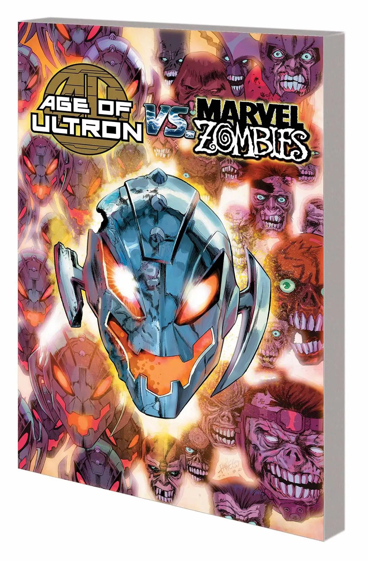 Comic book cover for SECRET WARS BATTLEWORLD AGE OF ULTRON VS MARVEL ZOMBIES TP featuring marvel zombies and Hank Pym