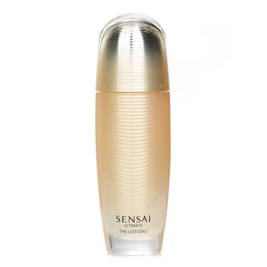 Sensai Ultimate The Lotion I in a light gold translucent bottle with a ridged cap