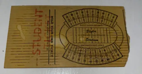 Worn Baylor Bears student ticket stub for the Colorado Buffaloes game in 1966