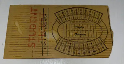 Worn Baylor Bears student ticket stub for the Colorado Buffaloes game in 1966