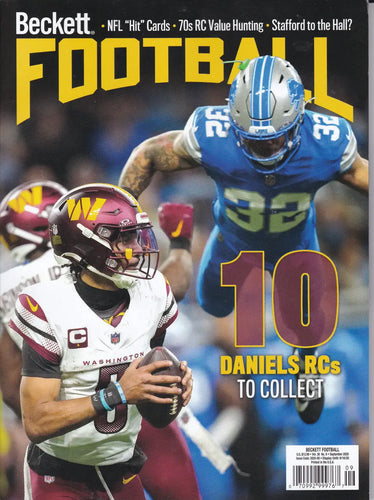 Beckett Football Price Guide Magazine September 2025 featuring Washington Commanders and Detroit Lions players