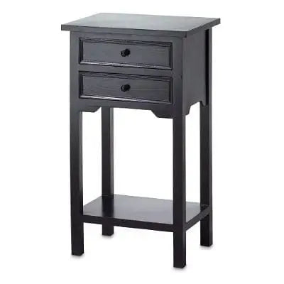 Set of 2 Nightstand Side Tables / End Table in Black Finish Pine Wood - Nightstand and Dressers
