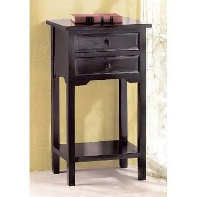 Set of 2 Nightstand Side Tables / End Table in Black Finish Pine Wood - Nightstand and Dressers