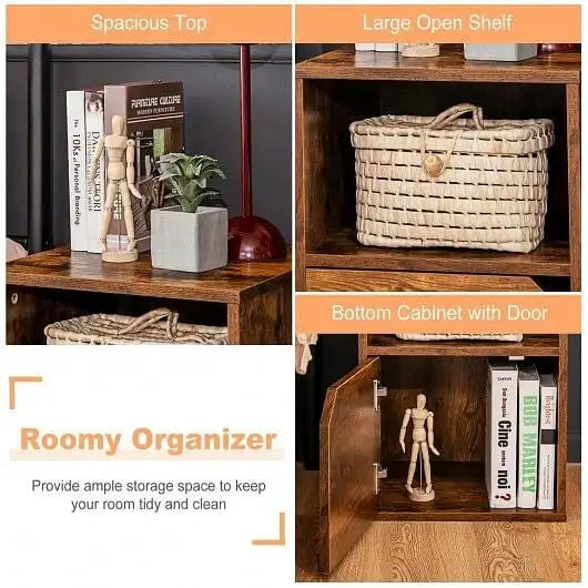 Set of 2 Nightstands Side End Table for Living Room-White - Color:White - Nightstands