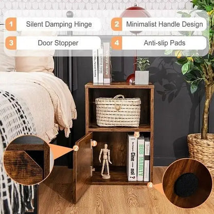 Set of 2 Nightstands Side End Table for Living Room-White - Color:White - Nightstands