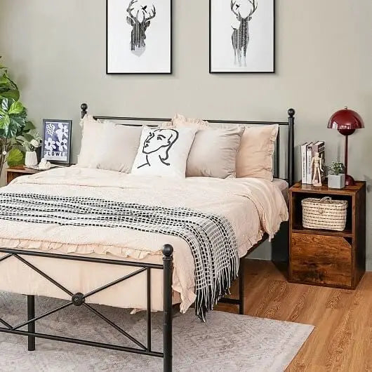 Set of 2 Nightstands Side End Table for Living Room-White - Color:White - Nightstands