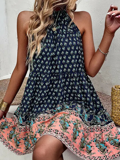 Sleeveless high-neck hollow pleated dress mujer perfect for summer party occasions