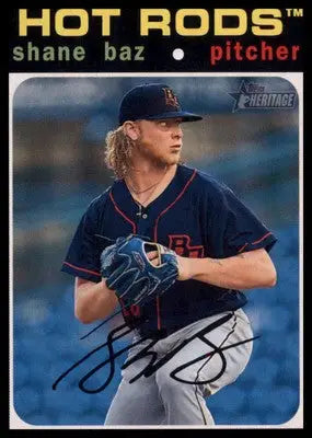 Signed baseball card of Shane Baz from Topps Heritage Minor League Bowling Green Hot Rods