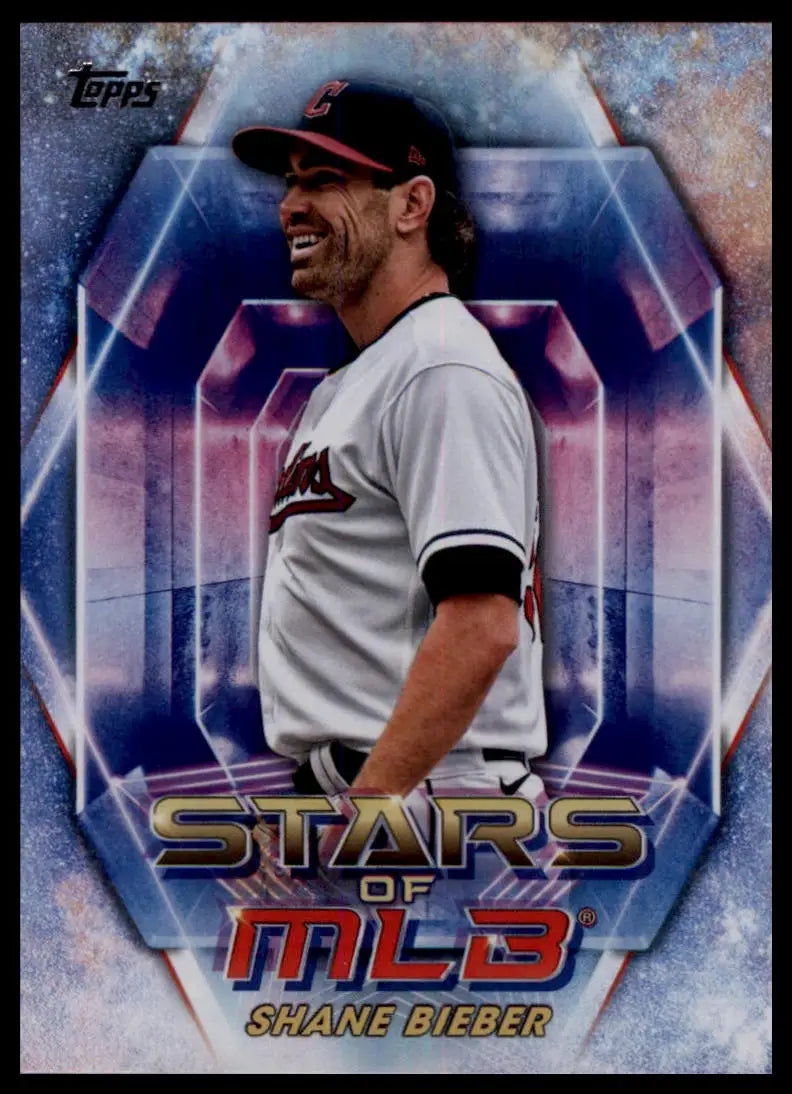 Shane Bieber baseball card from 2023 Topps Update Stars of MLB series
