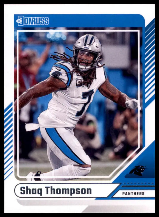American football trading card featuring Shaq Thompson of the Carolina Panthers 2024 Donruss