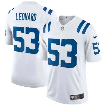 White Indianapolis Colts Shaquille Leonard jersey with LEONARD on the back