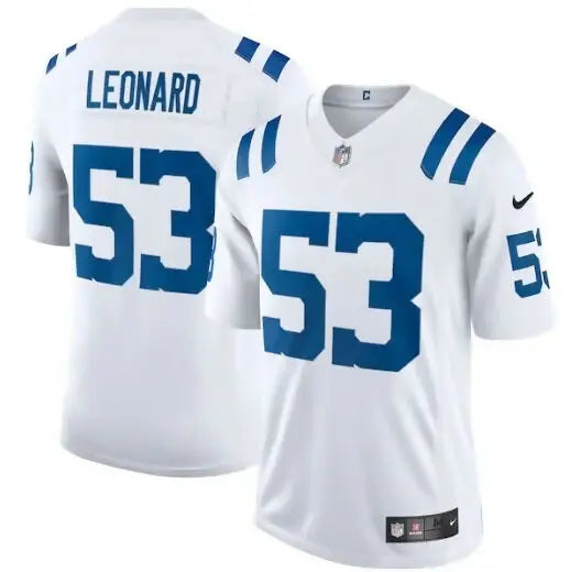 White Indianapolis Colts Shaquille Leonard jersey with LEONARD on the back